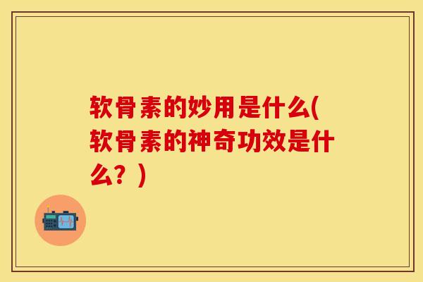 软骨素的妙用是什么(软骨素的神奇功效是什么？)-第1张图片-关节保镖