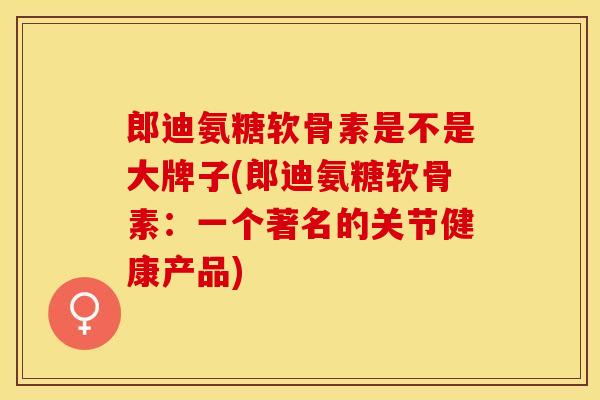 郎迪氨糖软骨素是不是大牌子(郎迪氨糖软骨素：一个著名的关节健康产品)-第1张图片-关节保镖