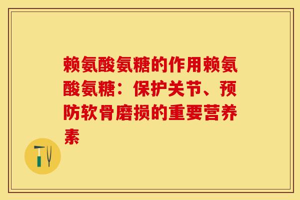 赖氨酸氨糖的作用赖氨酸氨糖：保护关节、预防软骨磨损的重要营养素-第1张图片-关节保镖