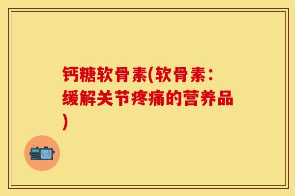 钙糖软骨素(软骨素：缓解关节疼痛的营养品)-第1张图片-关节保镖