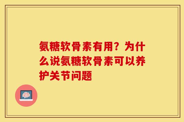 氨糖软骨素有用？为什么说氨糖软骨素可以养护关节问题-第1张图片-关节保镖