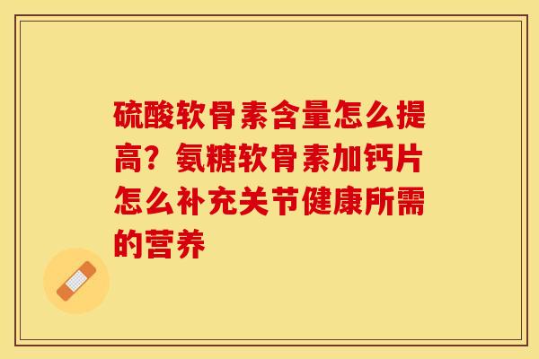 硫酸软骨素含量怎么提高？氨糖软骨素加钙片怎么补充关节健康所需的营养-第1张图片-关节保镖