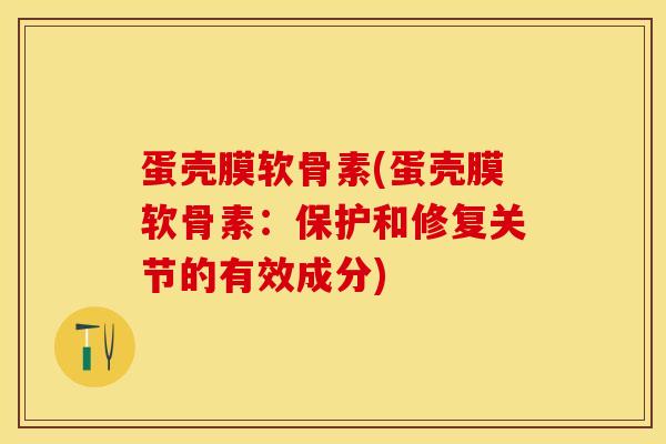 蛋壳膜软骨素(蛋壳膜软骨素：保护和修复关节的有效成分)