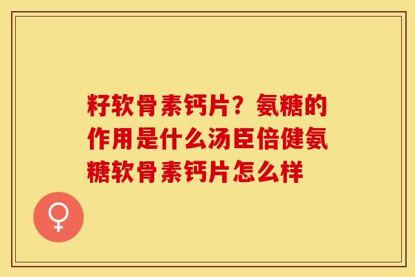 籽软骨素钙片？氨糖的作用是什么汤臣倍健氨糖软骨素钙片怎么样-第1张图片-关节保镖