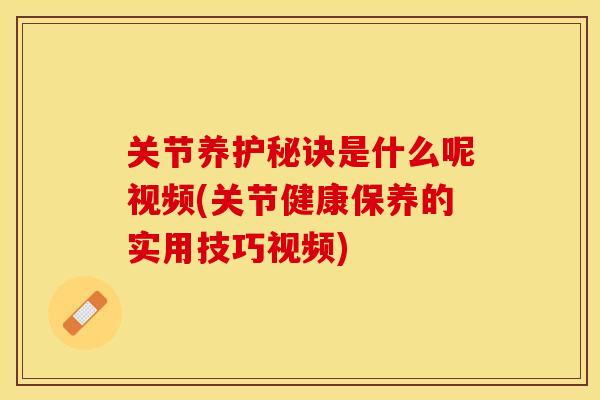 关节养护秘诀是什么呢视频(关节健康保养的实用技巧视频)-第1张图片-关节保镖