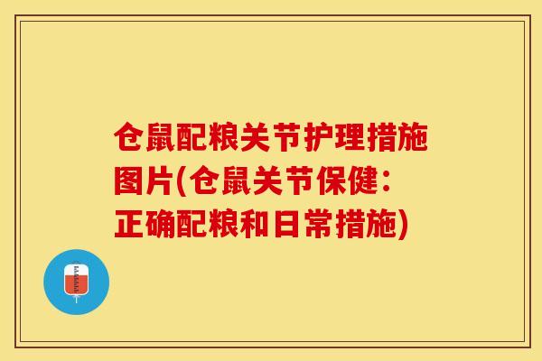 仓鼠配粮关节护理措施图片(仓鼠关节保健：正确配粮和日常措施)-第1张图片-关节保镖