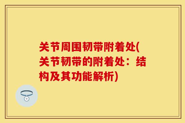 关节周围韧带附着处(关节韧带的附着处：结构及其功能解析)-第1张图片-关节保镖