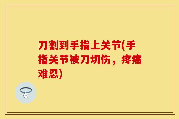 刀割到手指上关节(手指关节被刀切伤，疼痛难忍)-第1张图片-关节保镖