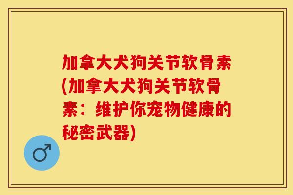 加拿大犬狗关节软骨素(加拿大犬狗关节软骨素：维护你宠物健康的秘密武器)-第1张图片-关节保镖