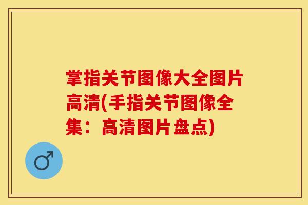 掌指关节图像大全图片高清(手指关节图像全集：高清图片盘点)-第1张图片-关节保镖