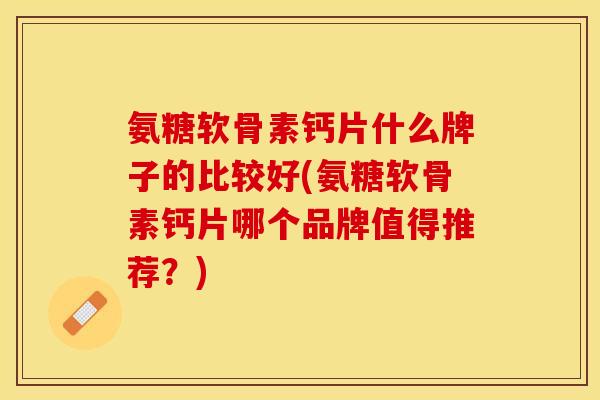 氨糖软骨素钙片什么牌子的比较好(氨糖软骨素钙片哪个品牌值得推荐？)-第1张图片-关节保镖