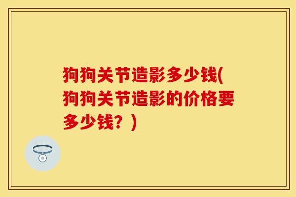 狗狗关节造影多少钱(狗狗关节造影的价格要多少钱？)-第1张图片-关节保镖