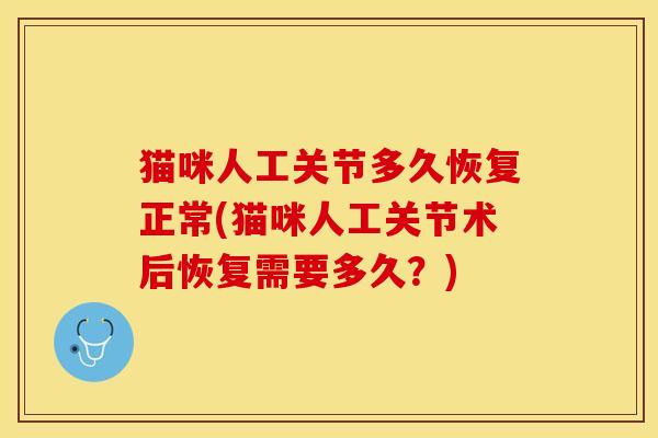 猫咪人工关节多久恢复正常(猫咪人工关节术后恢复需要多久？)-第1张图片-关节保镖