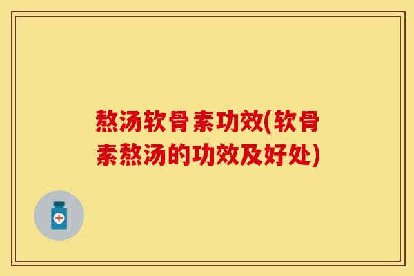 熬汤软骨素功效(软骨素熬汤的功效及好处)-第1张图片-关节保镖