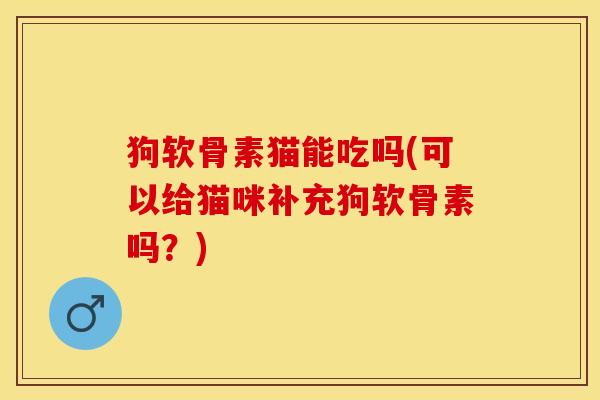 狗软骨素猫能吃吗(可以给猫咪补充狗软骨素吗？)-第1张图片-关节保镖