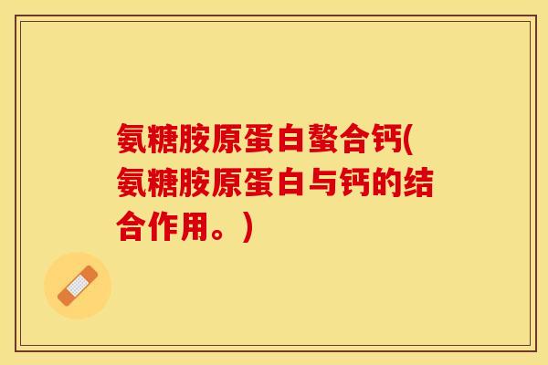 氨糖胺原蛋白螯合钙(氨糖胺原蛋白与钙的结合作用。)-第1张图片-关节保镖
