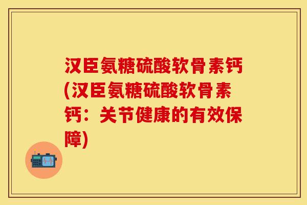 汉臣氨糖硫酸软骨素钙(汉臣氨糖硫酸软骨素钙：关节健康的有效保障)-第1张图片-关节保镖