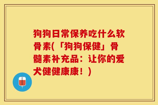 狗狗日常保养吃什么软骨素(「狗狗保健」骨髓素补充品：让你的爱犬健健康康！)-第1张图片-关节保镖