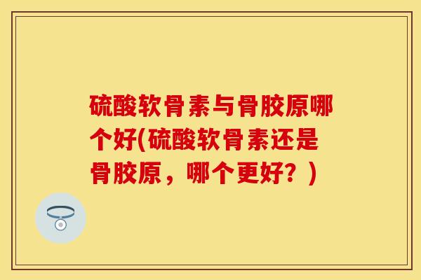 硫酸软骨素与骨胶原哪个好(硫酸软骨素还是骨胶原，哪个更好？)-第1张图片-关节保镖