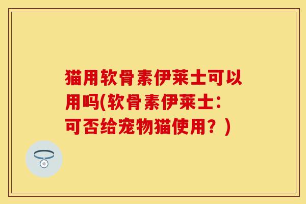 猫用软骨素伊莱士可以用吗(软骨素伊莱士：可否给宠物猫使用？)-第1张图片-关节保镖
