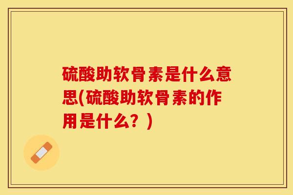 硫酸助软骨素是什么意思(硫酸助软骨素的作用是什么？)-第1张图片-关节保镖