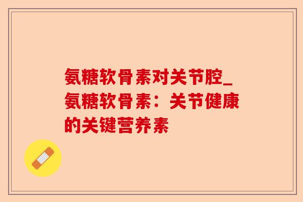 氨糖软骨素对关节腔_氨糖软骨素：关节健康的关键营养素-第1张图片-关节保镖