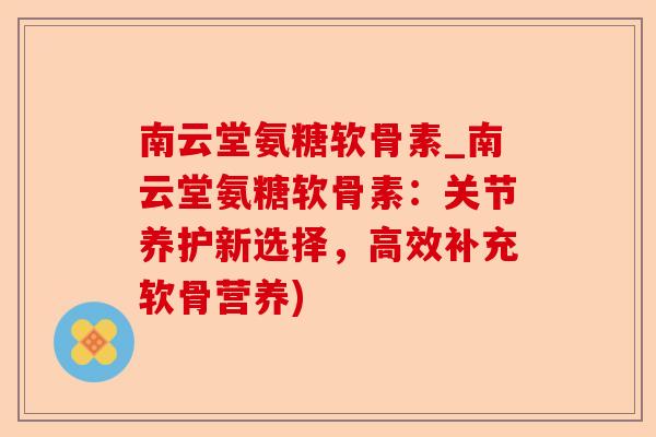 南云堂氨糖软骨素_南云堂氨糖软骨素：关节养护新选择，高效补充软骨营养)-第1张图片-关节保镖