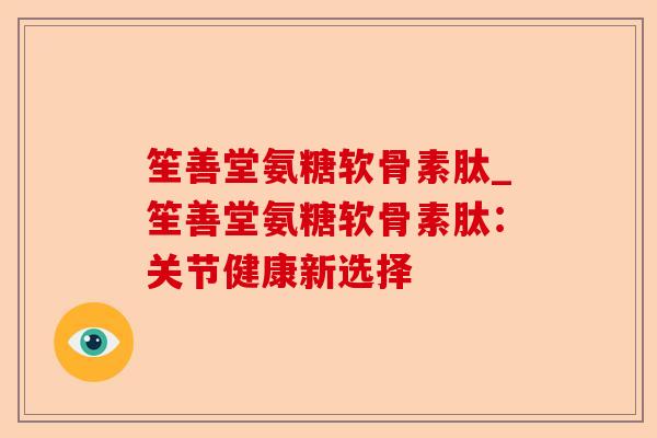 笙善堂氨糖软骨素肽_笙善堂氨糖软骨素肽：关节健康新选择