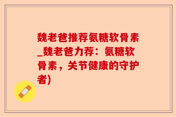 魏老爸推荐氨糖软骨素_魏老爸力荐：氨糖软骨素，关节健康的守护者)