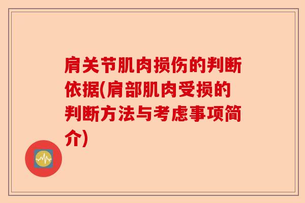 肩关节肌肉损伤的判断依据(肩部肌肉受损的判断方法与考虑事项简介)-第1张图片-关节保镖