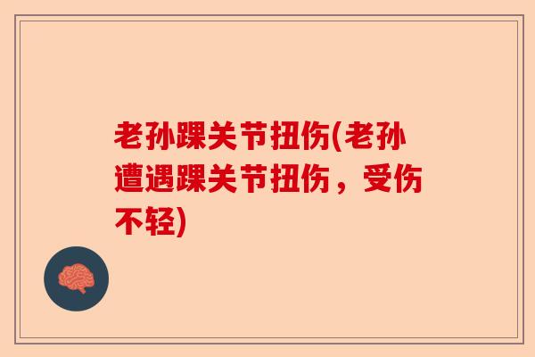 老孙踝关节扭伤(老孙遭遇踝关节扭伤，受伤不轻)-第1张图片-关节保镖
