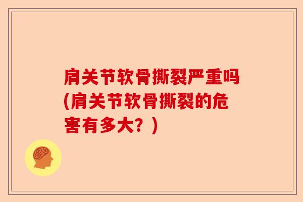 肩关节软骨撕裂严重吗(肩关节软骨撕裂的危害有多大？)-第1张图片-关节保镖