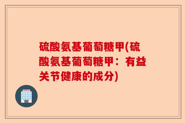 硫酸氨基葡萄糖甲(硫酸氨基葡萄糖甲：有益关节健康的成分)-第1张图片-关节保镖