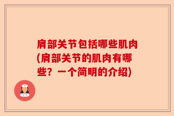 肩部关节包括哪些肌肉(肩部关节的肌肉有哪些？一个简明的介绍)-第1张图片-关节保镖