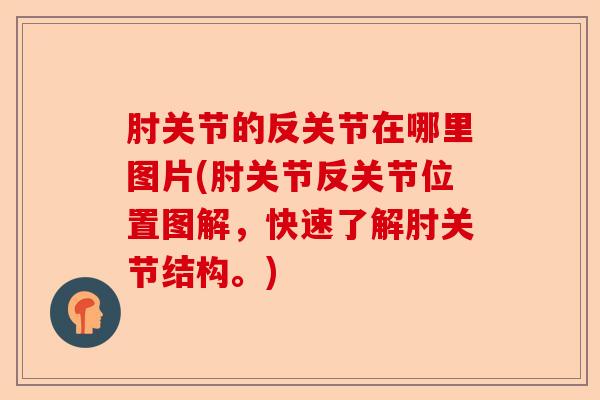 肘关节的反关节在哪里图片(肘关节反关节位置图解，快速了解肘关节结构。)-第1张图片-关节保镖