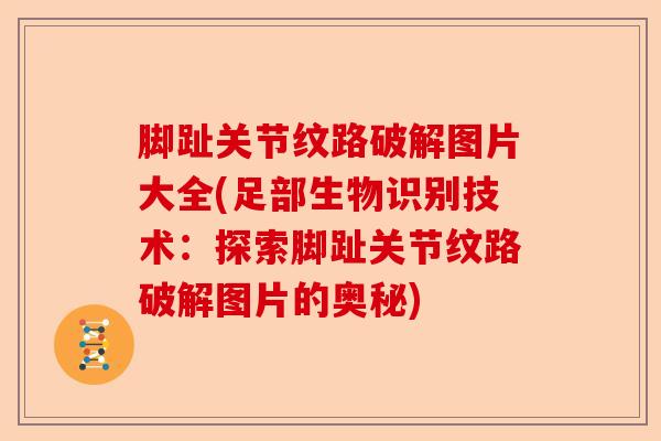 脚趾关节纹路破解图片大全(足部生物识别技术：探索脚趾关节纹路破解图片的奥秘)-第1张图片-关节保镖