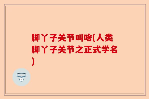 脚丫子关节叫啥(人类脚丫子关节之正式学名)-第1张图片-关节保镖