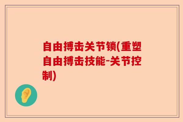 自由搏击关节锁(重塑自由搏击技能-关节控制)-第1张图片-关节保镖