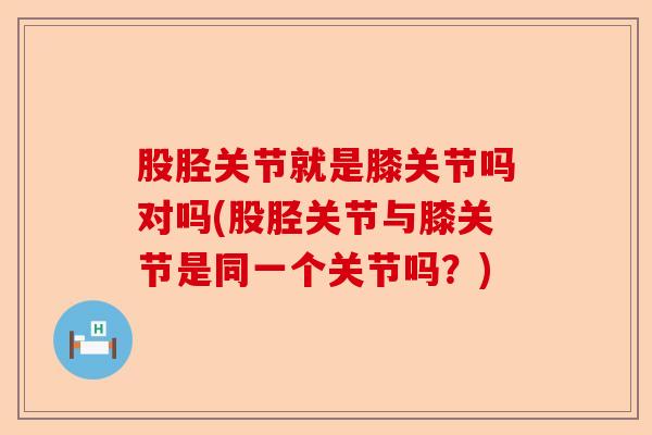 股胫关节就是膝关节吗对吗(股胫关节与膝关节是同一个关节吗？)-第1张图片-关节保镖