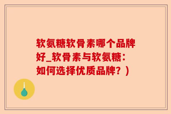 软氨糖软骨素哪个品牌好_软骨素与软氨糖：如何选择优质品牌？)-第1张图片-关节保镖