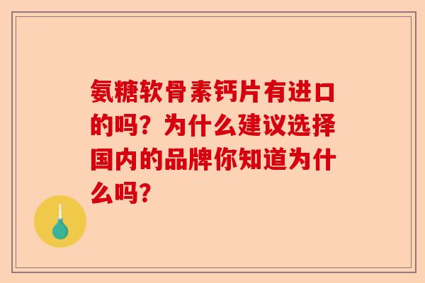 氨糖软骨素钙片有进口的吗？为什么建议选择国内的品牌你知道为什么吗？-第1张图片-关节保镖