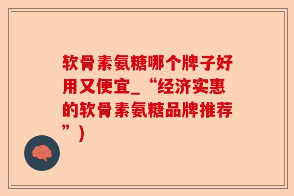 软骨素氨糖哪个牌子好用又便宜_“经济实惠的软骨素氨糖品牌推荐”)-第1张图片-关节保镖