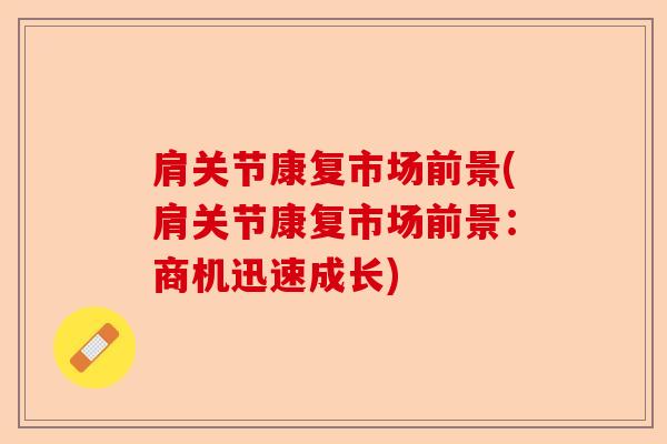 肩关节康复市场前景(肩关节康复市场前景：商机迅速成长)-第1张图片-关节保镖