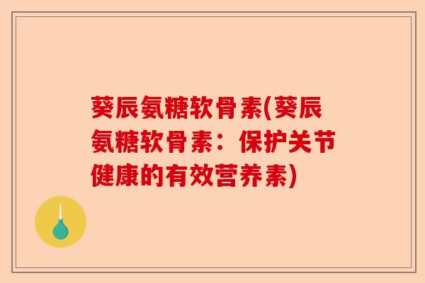葵辰氨糖软骨素(葵辰氨糖软骨素：保护关节健康的有效营养素)-第1张图片-关节保镖