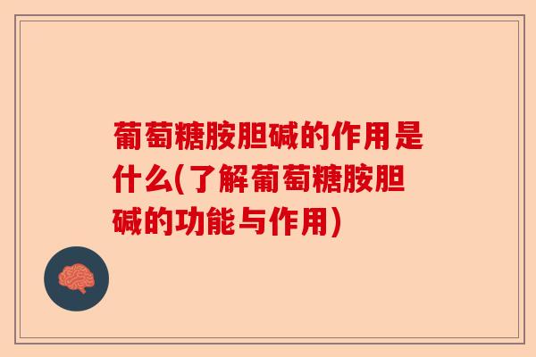 葡萄糖胺胆碱的作用是什么(了解葡萄糖胺胆碱的功能与作用)-第1张图片-关节保镖