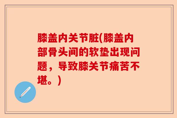 膝盖内关节脏(膝盖内部骨头间的软垫出现问题，导致膝关节痛苦不堪。)-第1张图片-关节保镖