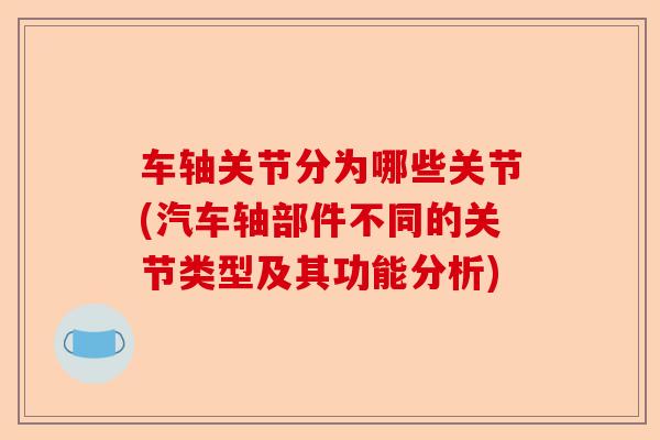 车轴关节分为哪些关节(汽车轴部件不同的关节类型及其功能分析)-第1张图片-关节保镖