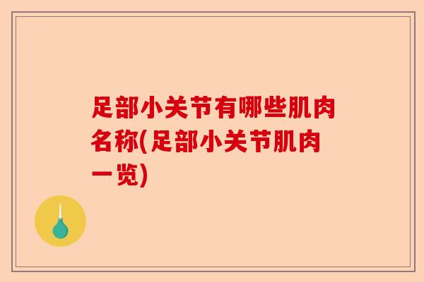 足部小关节有哪些肌肉名称(足部小关节肌肉一览)-第1张图片-关节保镖