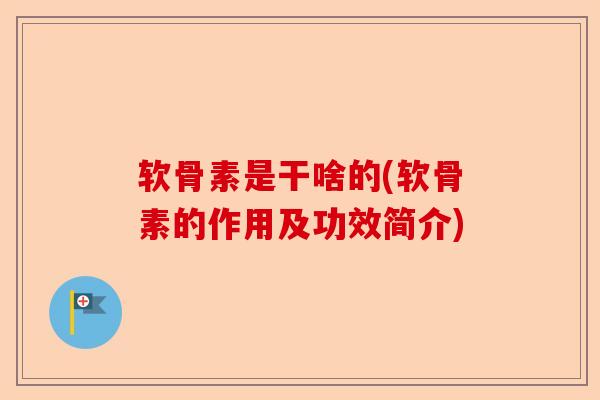 软骨素是干啥的(软骨素的作用及功效简介)