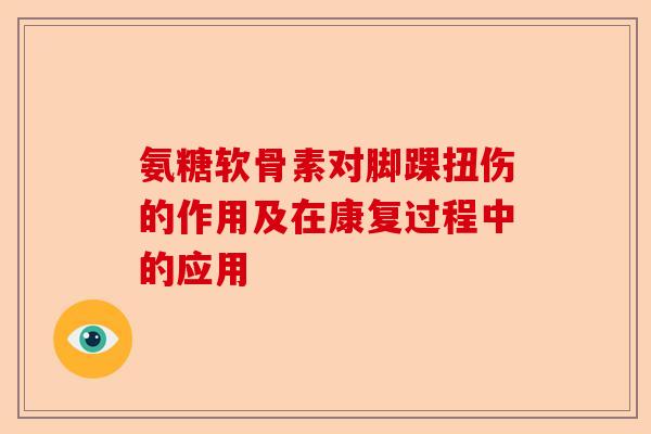 氨糖软骨素对脚踝扭伤的作用及在康复过程中的应用